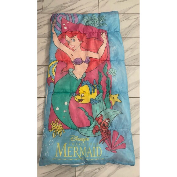 Vintage LITTLE MERMAID SLEEPING BAG Princess ARIEL Kids Girls Disney Bedding
